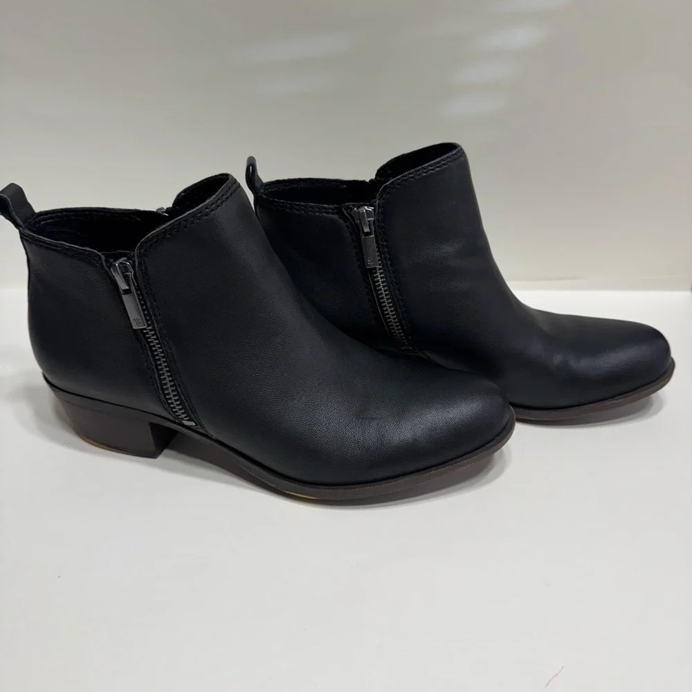 Lucky Brand Women's Leather Black Ankle Booties Size 7 1/2 - Picture 6 of 10